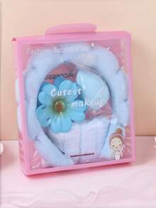 5pcs Thick Flower SPA Headband With Makeup Sponge Gift Box, Cloud Bubble Face Wash Headband, Skincare Hair Accessory - Multicolor - View 10