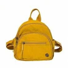 1pc Yellow Nylon Compact Spacious Zipper Closure Korean Casual Mini Backpack (Pendants Not Included) For Women Daily Commute & Casual Outings - Multicolor - View 11