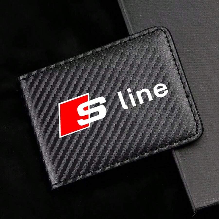 適用於 AUDI A3 A4 A5 A6 A7 A8 Q2 Q3 Q5 Q7 SLINE 碳纖維條紋 PU 皮革錢包收納袋 - A - 查看 1