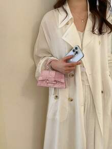 2026新款女款PU皮革時尚單肩斜背包熱門款高品質斜背包；2025新款女款Y2K風格迷你鏈條包 - 粉色 - 查看 5