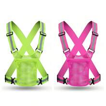High-Visibility Reflective Vest, Outdoor Traffic Safety Reflective Vest With Pockets, High Luminosity Vest; Reflective Mesh Vest; Suitable For Men And Women For Work, Cycling And Running - Multicolor - View 2