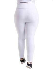 Plus Size Thermal Legging Pants Plush Cold Winter - White - View 2