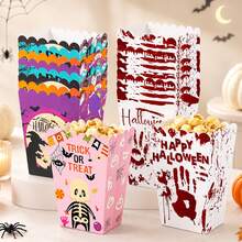 4 Buah/8 Buah Kotak Popcorn Halloween Motif Tengkorak Lucu untuk Trick or Treat, Kotak Kertas Motif Penyihir dan Kelelawar Warna-warni untuk Pesta Ulang Tahun Halloween - Beraneka warna - View 4