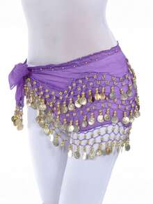128pcs Coin Music Festival Waist Chain, Belly Dance Hip Scarf, Soft Belly Dance Skirt, Sequin Skirt, Suitable For Star Performance, Ballet Stage Performance, Bohemian Style, Halloween Women's Outfit, Party Carnival Nightlife Beach Wear Accessory - Multicolor - View 14