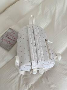 Polka Dot Transparent Backpack, Minimalist Large Capacity Backpack, Fashion Backpack, Casual Travel Backpack, College Style Backpack, Vacation Backpack - Beige - View 6