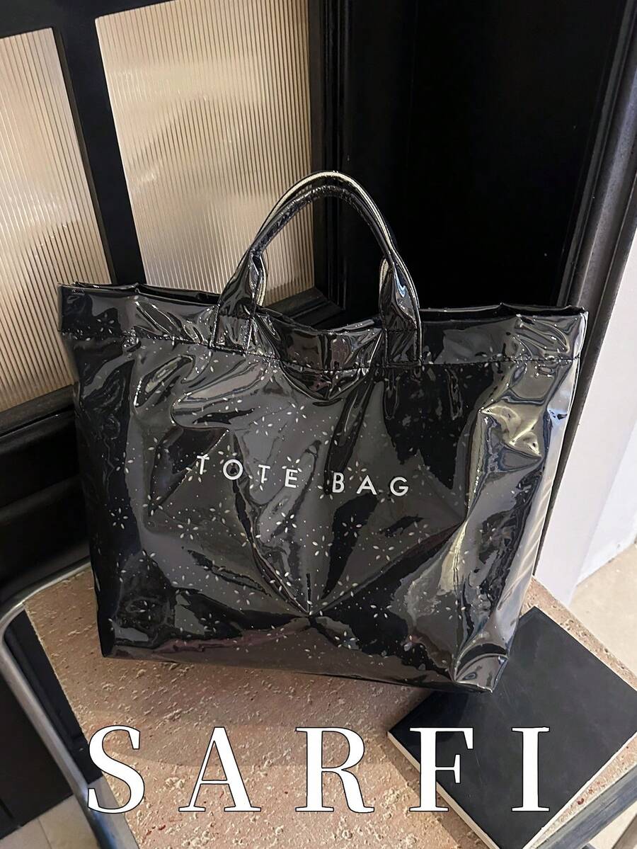Modern New PVC Waterproof Women's Portable Tote Bag, Fashionable & Exquisite Versatile, Portable Commute/Vacation Bag - Black - View 1
