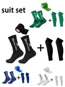 Sports Leg Warmers Set Mid-Calf Football Leg Warmers Shin Guard Leg Warmers Breathable Non-Slip Training Match Professional Sports Gear With Bandage (Multi-Color Optional) - Multicolor - View 1