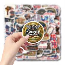 60 piezas Pegatinas del 250 aniversario de América, pegatinas de grafiti de papelería, calcomanías para fiesta, botella de agua, álbum de recortes, portátil, monopatín, computadora, bolsas de regalo, sellos de sobres, suministros de oficina, para adolescentes fans y útiles escolares - Pegatinas de aniversario - Ver 4