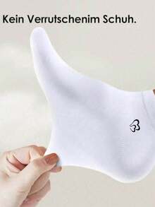 1/8 Pairs Women's Heart Pattern Black & White Solid Color Boat Socks, Casual Sweat-Absorbing Breathable Invisible Socks, Suitable For Daily Wear, Sports, Home, All Seasons - Black and White - View 5