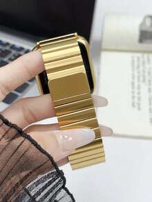 Huastonband 1件磁吸式不鏽鋼金屬手錶錶帶，相容於 38mm/40mm/41mm/42mm/44mm/45mm/49mm/46mm，適用於 Ultra/SE/S10/S9/8/7/6/5/4/3 系列。佩戴舒適，適合四季。智慧手錶配件錶帶，女性夏季海灘、派對、母親節、畢業季、返校學生同學禮物配件 - 金色 - 查看 4