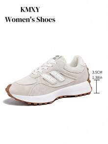 Sepatu Sneakers Wanita Nyaman dengan Tali - Sepatu Kasual Multifungsi Ringan, Sol Karet Anti Selip, Cocok untuk Semua Musim - Krem - View 7