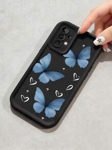 1 Stück kreative blaue Schmetterling süße kleine Herzmuster Farbverlauf Handyhülle, vollständige Abdeckung stoßfeste Schutzhülle, minimalistisches Design, weicher Cartoon-Stil, perfekter Schutz für Ihr Handy, kompatibel mit Honor X7/Galaxy A56 5G/ Smart 8/ Hot 40/Transsion Spark 30C/Spark Go 2024/ Note 14 5G/ E22/E22i/ A54 - Schwarz - Übersicht 4