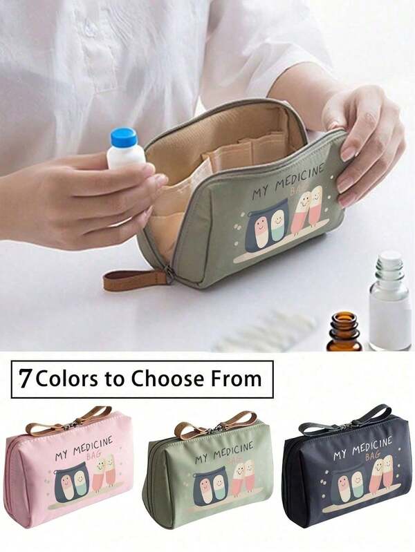 1 peça Bolsa de Medicamentos Portátil, Kit de Primeiros Socorros de Grande Capacidade, Bolsa de Medicamentos Vintage Feminina, Organizador Compacto de Comprimidos, Caixas de Medicamentos Portáteis, Bolsa de Kit de Emergência de Primeiros Socorros, com Design de Etiqueta de Medicamentos, Embalagem para o Dia a Dia e Emergências (Multicolor Opcional)