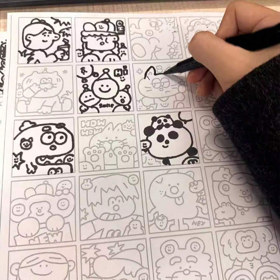 275頁減壓線條描摹練習本,黑白線條藝術風格,多款可愛圖案可選,線條清晰易描摹,厚紙不滲透,無需額外工具,筆觸控制練習,減壓放鬆、消磨無聊、訓練專注力,零基礎繪畫入門,療癒可愛風,適合學生課堂塗鴉、上班族減壓塗鴉、零基礎繪畫練習,返校季、假期、生日創意禮物必備繪圖用品 - A - 查看 1