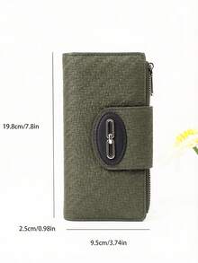 MINGYOU Women's Long Soft Exquisite PU Phone Wallet, Fashionable Clasp Double Zipper Large Capacity Multifunctional Wallet Card Holder, Lightweight Minimalist Clutch Bag Suitable For Holiday Gift - Army Green - View 4