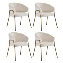 White Dining Chair, Modern Dining Chair In Gold  Velvet (2 Pieces), Dining Chair With Gold Legs - White 1 - View 1