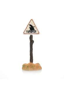 Decoração de Paisagem para Aquário, Mini Ornamento Cartoon, Esconderijo para Peixes e Camarões, Coral Artificial com Placa de Aviso - C - Visão 7