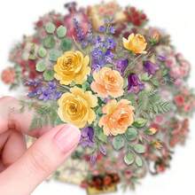 50pcs Transparent PET Vintage Floral Stickers, Vintage Floral Decorative Series, PET Transparent Stickers, Aesthetic Sticker Pack - Perfect For Decorating Scrapbooks, Junk Journals, Bullet Journals, Planners, Water Bottles, Phone Cases And Laptops - 50pcs - View 7