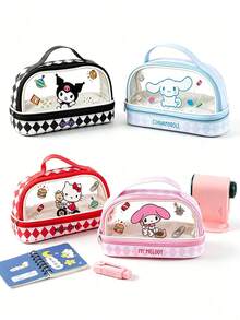 Double Layer Transparent Pencil Case, Hello Kitty Large Capacity Student Stationery Box - Multicolor - View 10