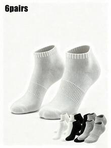 6 pares de calcetines minimalistas de unicolor para hombre, calcetines de tobillo de malla transpirable, calcetines deportivos de alta elasticidad antideslizantes y que absorben la humedad, casual y de negocios - Multicolor - Ver 8