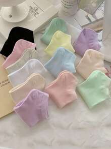 20 Pairs Women's Random Style Invisible Fashion Simple Versatile Cute Short Socks, Suitable For Daily Wear - Multicolor - View 4