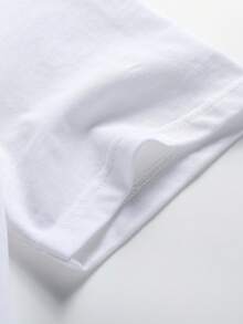 Camiseta de Hombre 100% Algodón, Corte Holgado, Cuello Redondo, Manga Corta para Verano - Blanco - Ver 2