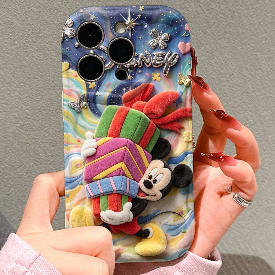 Disney Mickey Mouse Phone Case, Plush Style With Gift Boxes & Disney Logo Print, Shockproof Protective Cover, Compatible With IPhone 17/16/15/14/13/12/11 Pro, Perfect Gift For Birthdays & Holidays - White - View 1