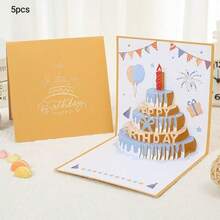 1PC/5PCS/10PCS Hot-Selling Creative Premium 3D Pop-Up Cake Colorful Cute Folding Birthday Greeting Card With Gift Envelope - Cake Greeting Cards - View 8