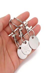 4pcs Stainless Steel Supermarket Shopping Cart Token Keychain/Anti-Loss Token Set Keychain Pendant/Keychain Design/Perfect Decorative Keychain Ready For Use/No Coins Needed/Ideal Gift For Mother's Day Or Christmas - Set - View 4