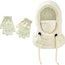 3pcs New Ear-Protective Neck Warmer & Hat & Gloves Set, Winter Thickened Skiing Cycling Face Mask, Pullover Hat, Knitted Hat & Knitted Gloves With Adjustable Drawstring, Suitable For Cold Winter - Multicolor - View 10