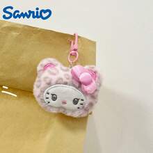 SANRIO 1pc Leopard Print Plush Bag Charm, 3 Styles Bow Pendant, Cute Backpack Accessory, Suitable For Girls And Teens Birthday Valentine's Day Gift - Multicolor - View 6