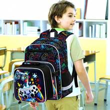 3pcs Boys Racing Car & Checkered Flag Print Durable Material & Buckle Closure Cool Sporty Style 16 Inch Backpack Set For Back-To-School & Daily Travel - Black - View 9