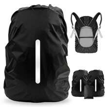 1pc 15-75L Black Backpack Rain Cover, Waterproof, Dust-Proof, Suitable For Outdoor Travel, Hiking And Climbing Backpacks, Foldable, With Reflective Strip, Suitable For Outdoor, Climbing, Commuting, School, Home, Travel Storage - A - View 1