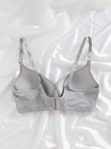 1pc Women's Comfortable Wireless Soft Cotton Seamless Bra - Grey - View 10