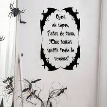 Halloween Spanish Wall Stickers With Toad Eyes & Frog Feet Quotes. Self-Adhesive PVC, Easy To Install. Perfect For Entry Doors, Bedrooms, Living Rooms, Home Decor And Halloween Parties. - Halloween Theme - View 2