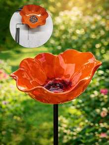 1pc Metal Flower & Bird Feeder, Metal Flower & Bird Bath And Pollinator Watering Station, Garden Decor, Outdoor, Patios, Lawns, Flower Pots, Patios.Bird Feeding, Wedding,Bird Bee Butterfly Bath Hummingbird Drinker, Courtyard Ornament - A - View 14