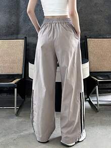 Girls Loose Athletic Casual Curved Leg Pants, Versatile Casual Pants For Girls, Children's Clothing - Light Grey - View 5