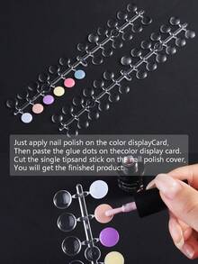 120/240 Peças Adesivos de Exibição de Unhas Falsas com Ponto Redondo para Tabela de Cores de Esmalte, Tabela de Exibição de Cores de Arte de Unhas Transparente com Adesivo no , Adequado para Treinamento e Prática de Esmalte de Unhas - Multicolorido - Visão 2