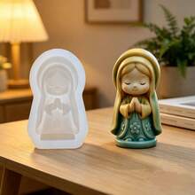 New Praying Angel Girl Silicone Mold, 3D Angel Mold For Scented Candles, Gypsum & Resin Ornaments, DIY Handmade Mold For Festival Gifts - A-White - View 1