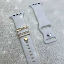 1件貓爪鏤空設計純色矽膠錶帶，附蝴蝶扣，適用於Apple 8，裝飾配件 - 金色 - 查看 4
