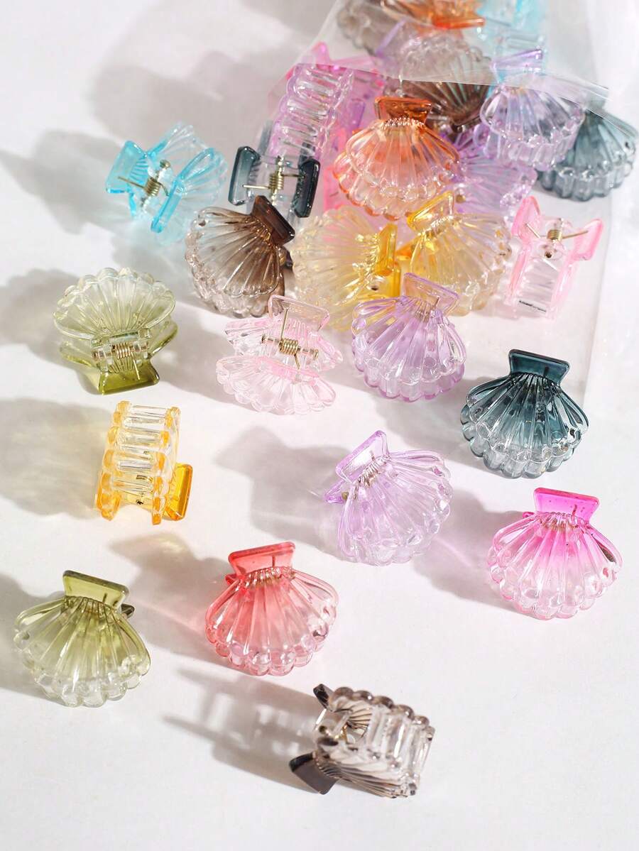 15/20/30PCS Mini Shell-Shaped Hair Claw Clips Colorful Small Hair Clips For Braiding, Loose Hair, Bangs (One-Size Refers To 20PCS) Summer Hair Accessories
