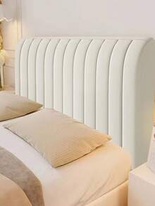 1pc Grey Minimalist Vertical Striped Headboard Cover, 360° Full Wrap Anti-Collision, Adjustable For Thin/Thick Headboards, Easy To Remove And Wash, Bedroom Decor - Dark Grey - View 5
