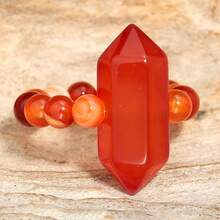 1PC Natural Crystal Chakra Double Point Tower Beaded Stretch Rings, Multiple Types Polished Healing Spiritual Meditation Crystal Jewelry Gift - Double-pointed Bead Ring - View 12