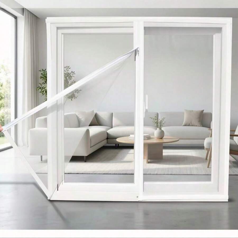 1 pieza Malla mosquitera autoadhesiva con cremallera para ventana, apta para ventanas del hogar, desmontable