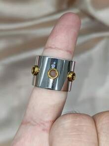 1/2 Buah Perhiasan Set Pernikahan Gelang Cincin Gaya Punk Berlebihan Berlapis Baja Tahan Karat 18K - Perak - View 11