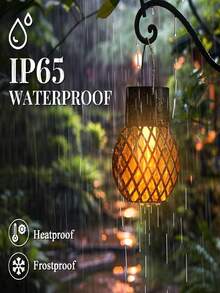 8/4pcs Solar Hanging Lanterns, Flickering Flame LED Lights, Waterproof Outdoor Decorative Lights, Hollow Pattern, Suitable For Garden Yard Trees - Solar Flame Lantern - 查看 3