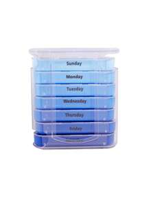 1pc 28 Grid 7 Day Pill Box, Blue Gradient A Weekly Pill Storage Box, Fashion Pill Box For Vitamins, Medicine Storage - Blue - View 10