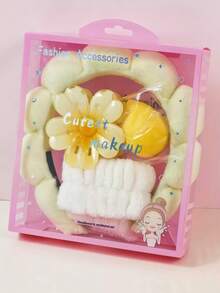 5pcs Thick Flower SPA Headband With Makeup Sponge Gift Box, Cloud Bubble Face Wash Headband, Skincare Hair Accessory - Multicolor - View 8