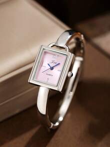 1PC Elegant Fashion Minimalist Square Pink Face Silver Bracelet Watch, Commuter Gentle Style Women's Quartz Wristwatch, Suitable For Valentine's Day, Christmas, Mother's Day, Anniversary, Thanksgiving And Other Holiday Gifts For Family And Friends - Multicolor - View 15