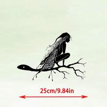 仙女剪影金屬裝飾，可愛花園仙女裝飾品，仙女藝術裝飾，仙女坐在樹幹上，樹形金屬標誌，樹形花園裝飾 - A - 查看 2